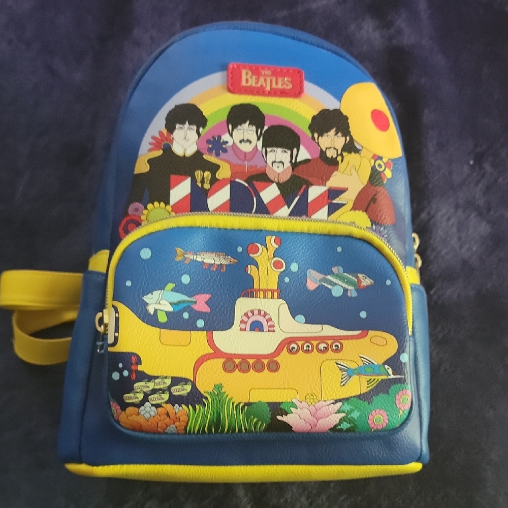 The Beatles Blue and Yellow Backpack....used But Like New....no Tags